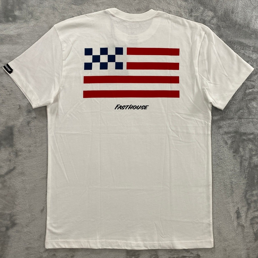 Fasthouse Liberty SS Tee Mens Medium White New Liberty Flag Motocross Racing